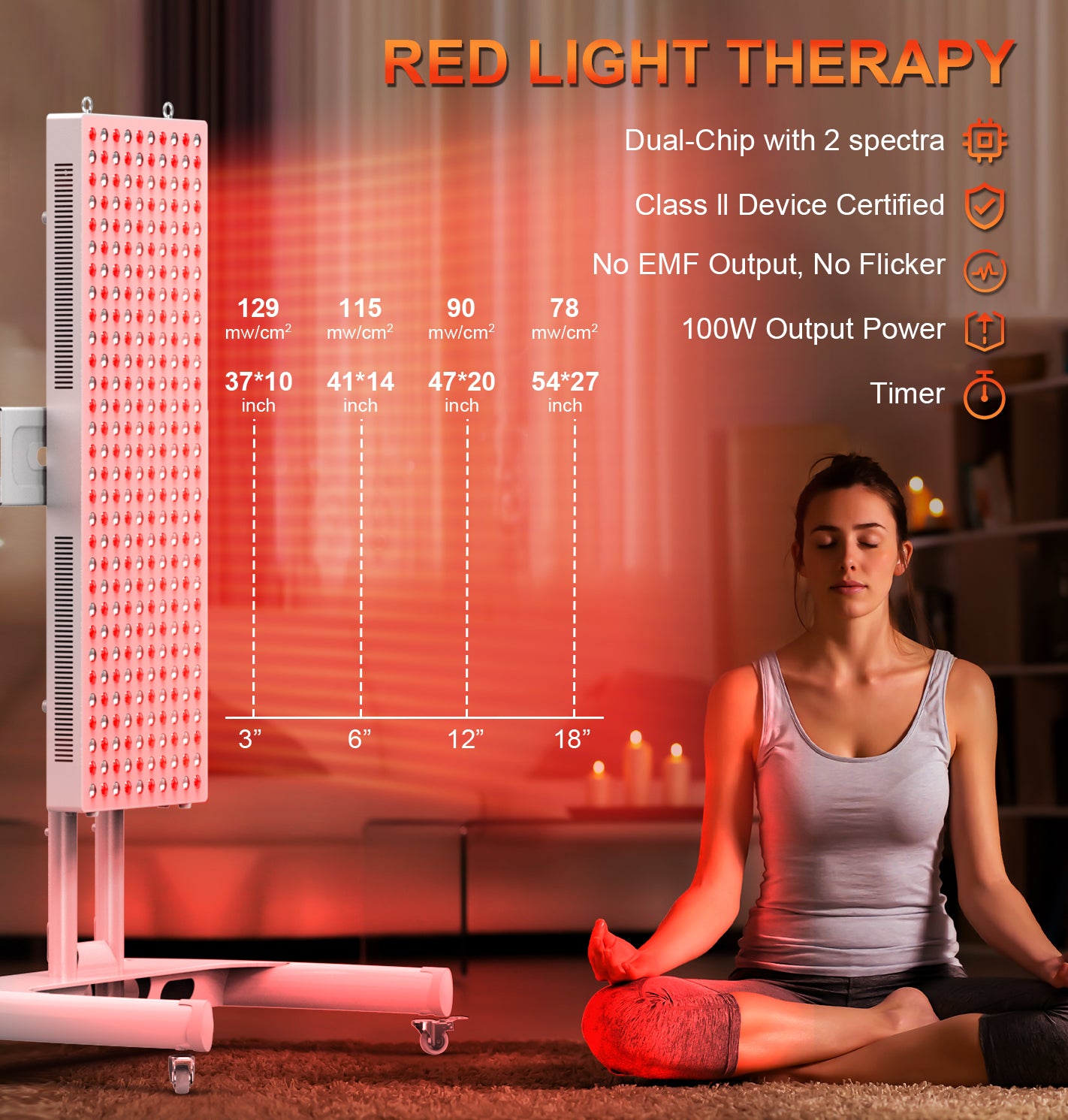 Bontanny Pro Red Light Therapy Device with Stand - Mobile Professional Series (Adjustable 180° )