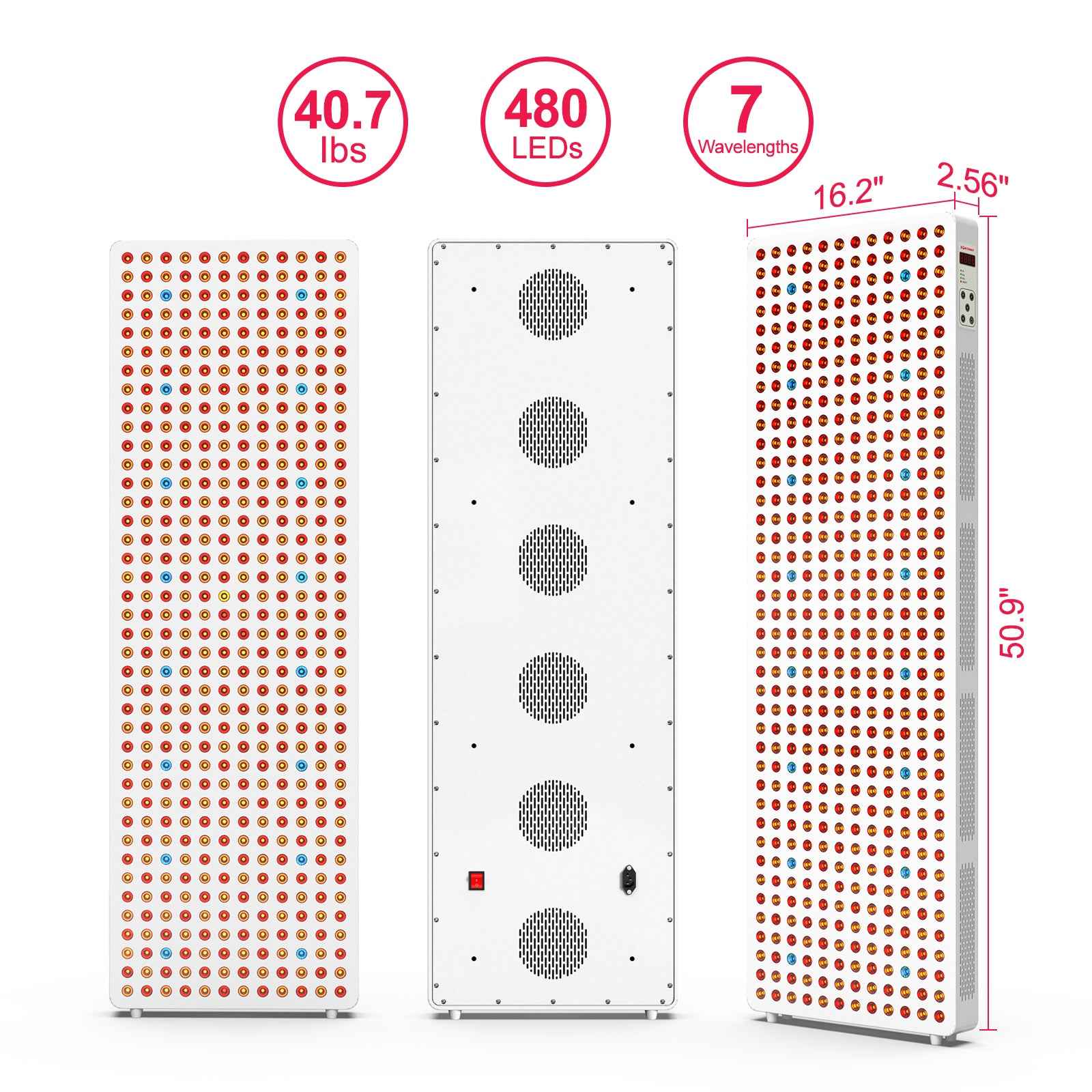 Bontanny Full Body Red Light Therapy Device – 480 LED Beads, 7-Band Red, Blue & Near Infrared (630/660/810/830/850/1060nm), With Stand | BO1500 / BO2400