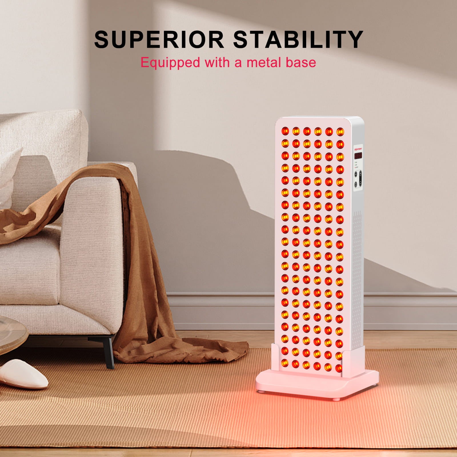 BONTANNY BO-600 Red Light Therapy Panel with Base 630/660/810/830/850nm 5 Wavelengths, Dual Chip LEDs for Skin & Recovery