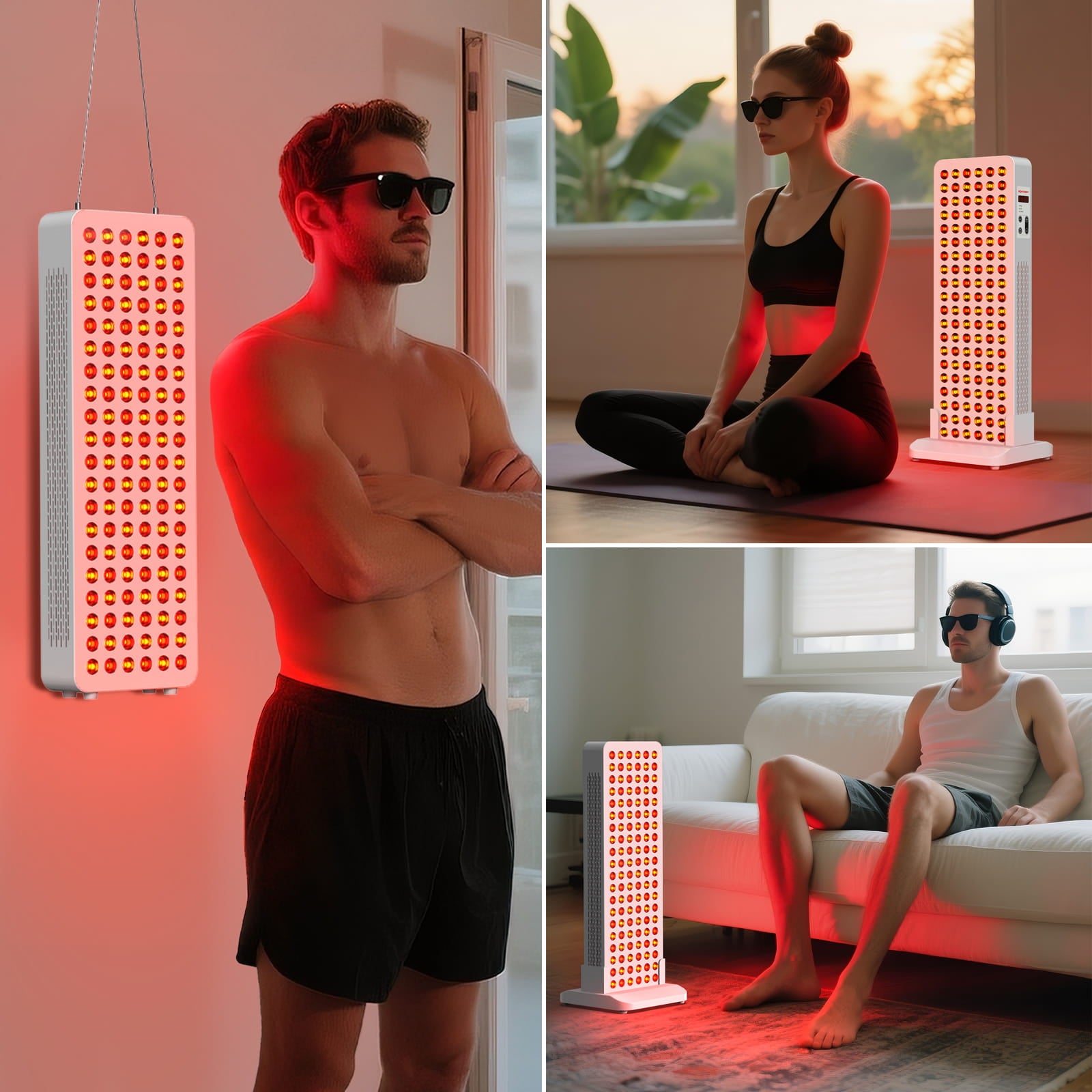BONTANNY BO-600 Red Light Therapy Panel with Base 630/660/810/830/850nm 5 Wavelengths, Dual Chip LEDs for Skin & Recovery