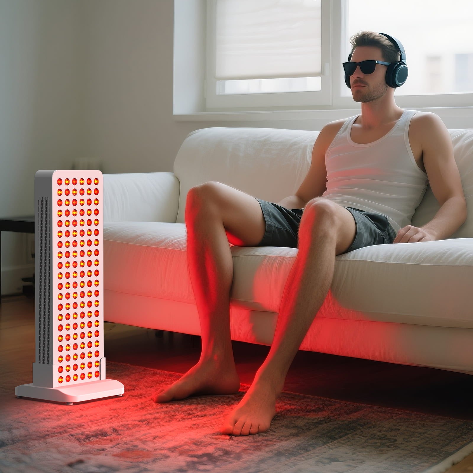 BONTANNY BO-600 Red Light Therapy Panel with Base 630/660/810/830/850nm 5 Wavelengths, Dual Chip LEDs for Skin & Recovery