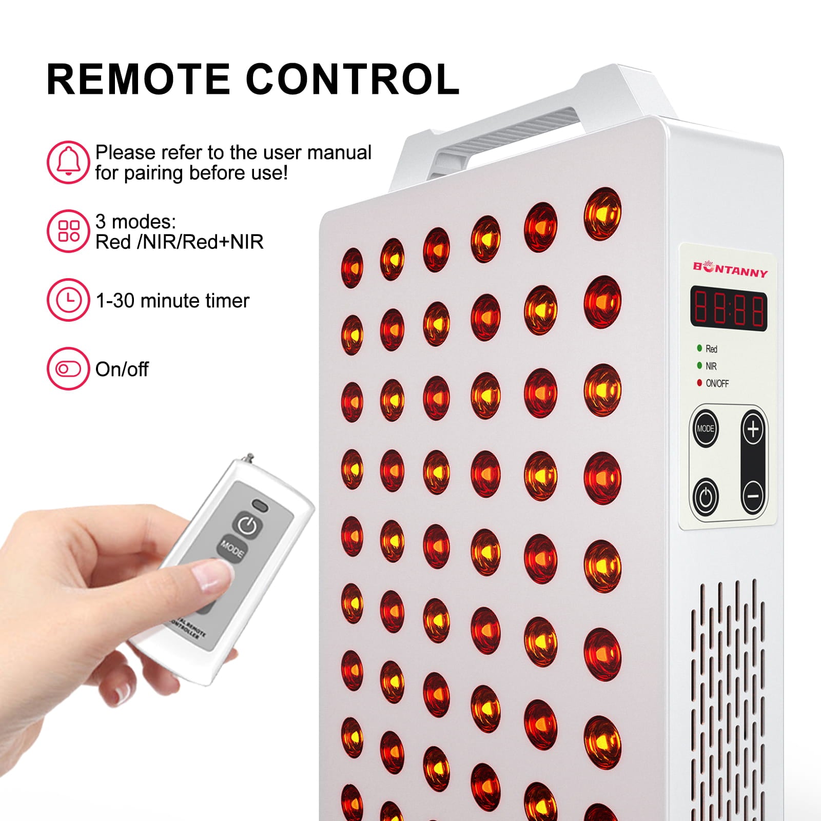 BONTANNY BO-300 Red Light Therapy Panel | 5 Wavelengths, 60 Dual Chip LEDs for Skin & Recovery