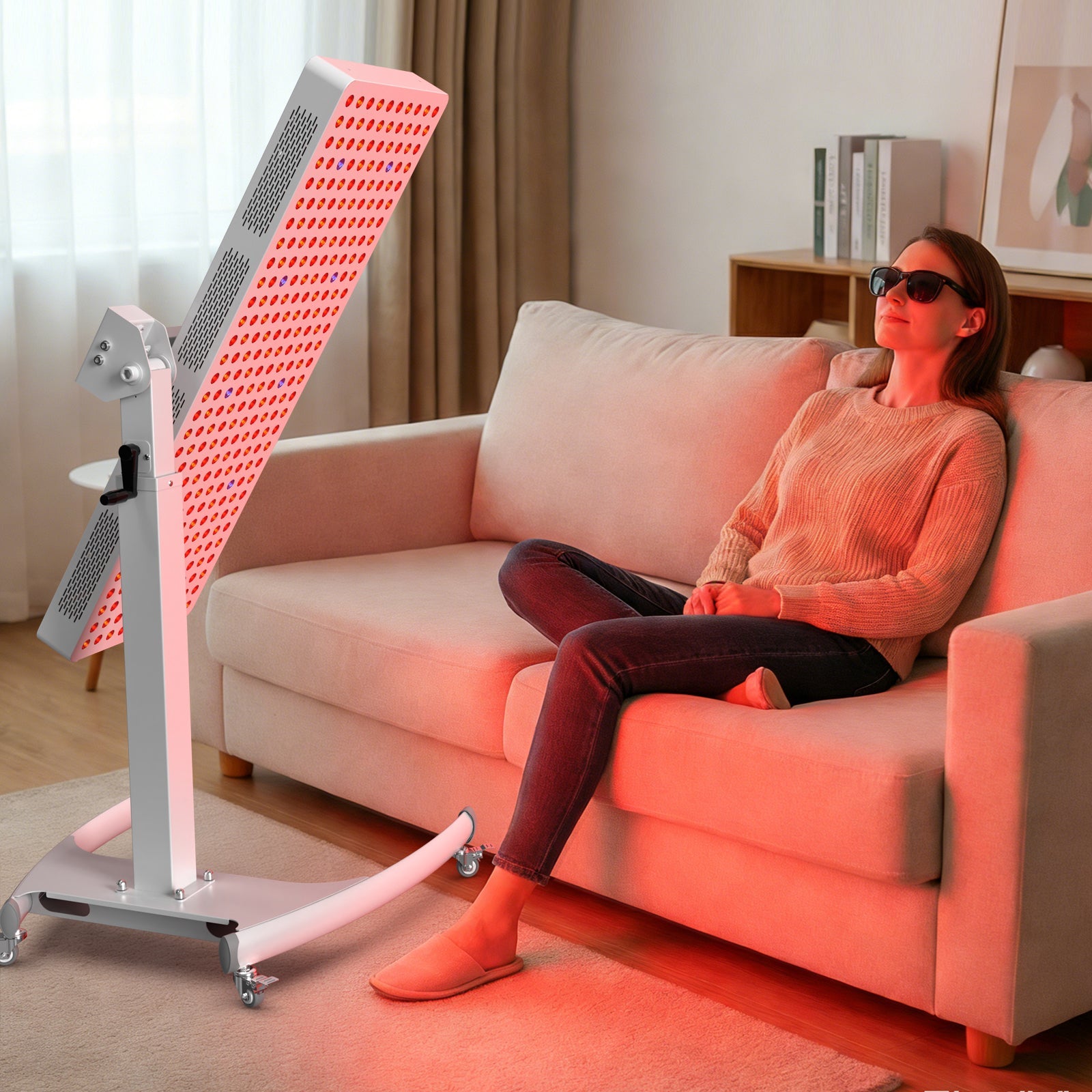 Bontanny Pro Max Red Light Therapy Full Body Panel, 480/630/660/810/830/850/1060nm 7 Wavelengths Blue Red Near Infrared Light Device with 300 Dual Chip Clinical Grade LEDs, Remote Control, Timer （The stand can be adjusted 180°）