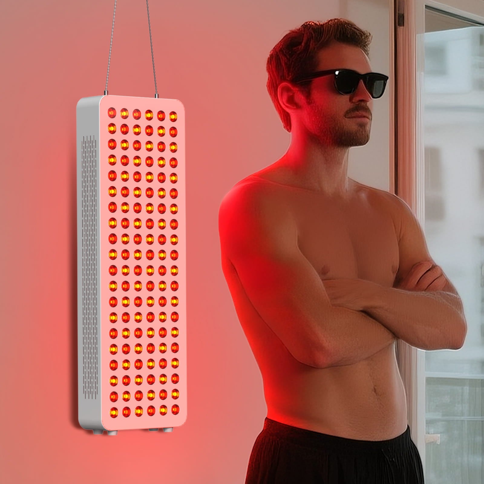 BONTANNY BO-600 Red Light Therapy Panel with Base 630/660/810/830/850nm 5 Wavelengths, Dual Chip LEDs for Skin & Recovery